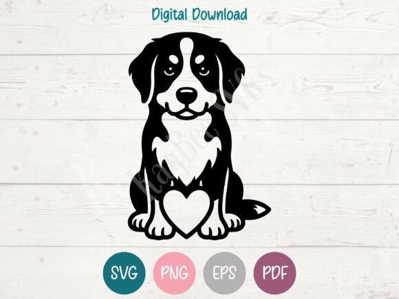 Bernese Mountain Dog with Heart SVG PNG Review