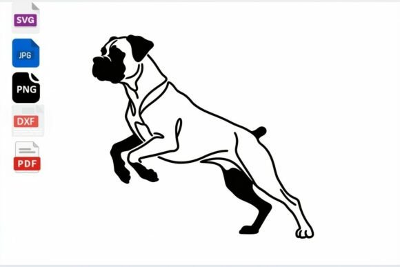 Boxer Dog Line Art SVG Jumping Pet Review