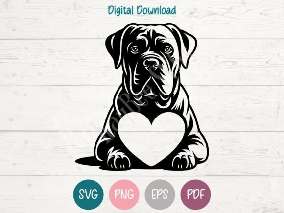 Cane Corso Dog with Heart SVG PNG EPS Review
