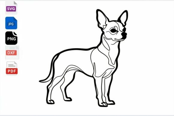 Chihuahua Dog Line Art SVG PNG DXF