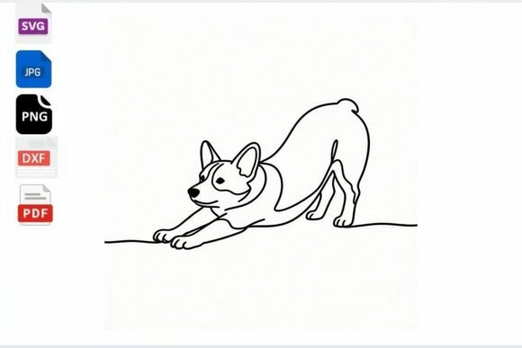 Corgi Dog Line Art SVG PNG DXF PDF