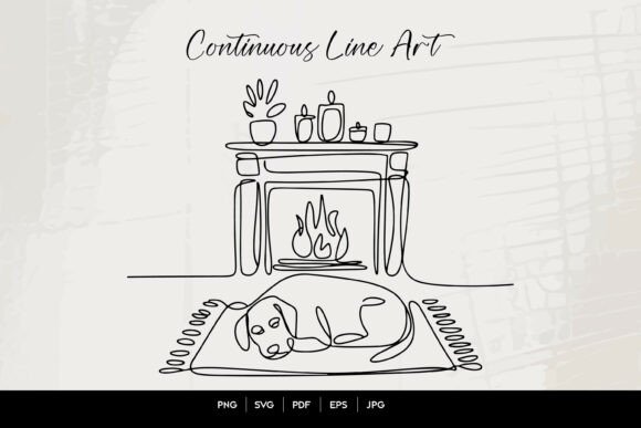 Cozy Fireplace Dog Line Art SVG Review