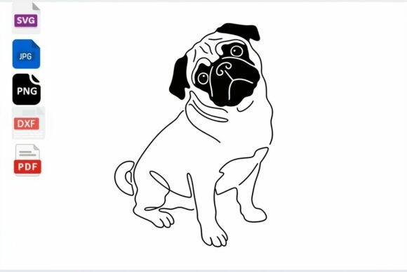 Cute Pug Dog Line Art SVG Review
