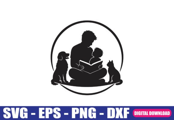 Dad Child Dog Cat Silhouette SVG Review