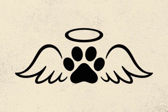 Dog Angel Wings SVG Paw Print Halo