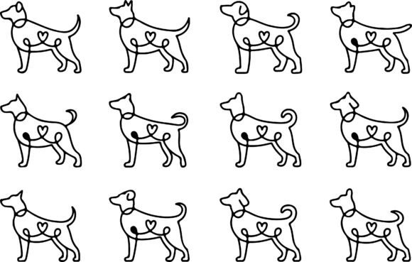 Dog Heart Line Art SVG Cut File Review