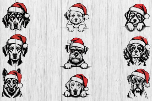 Dog with Santa Hat SVG Bundle for Christmas Embroidery