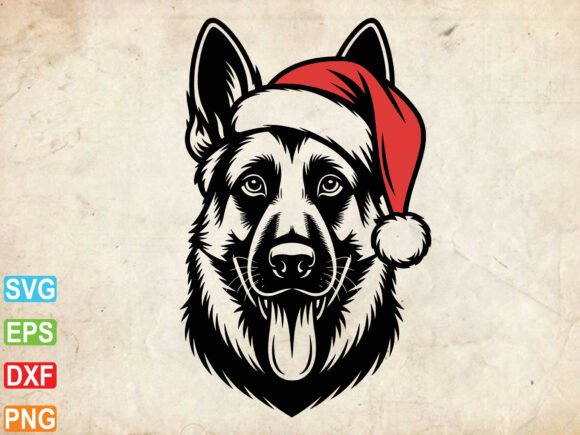 Dog with Santa Hat SVG for Embroidery Projects
