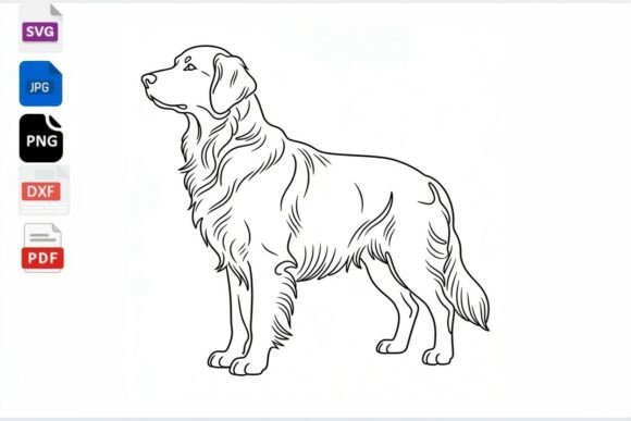 Golden Retriever Dog Line Art SVG Review
