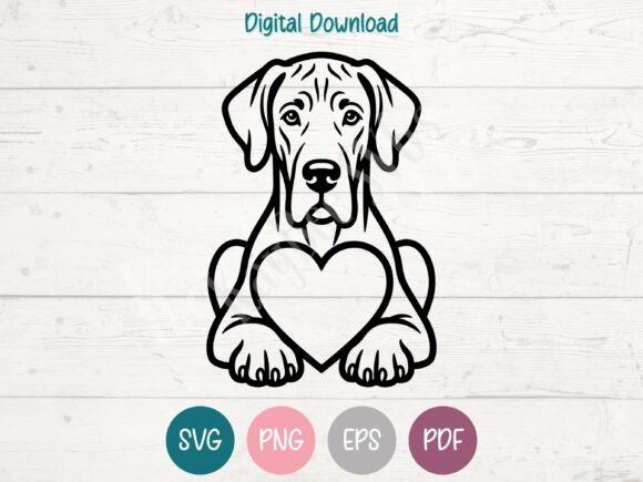 Great Dane Dog with Heart SVG PNG EPS Review