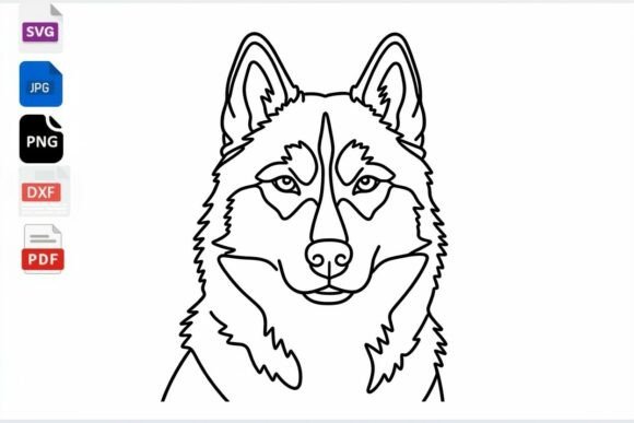 Husky Dog Line Art SVG PNG DXF Review