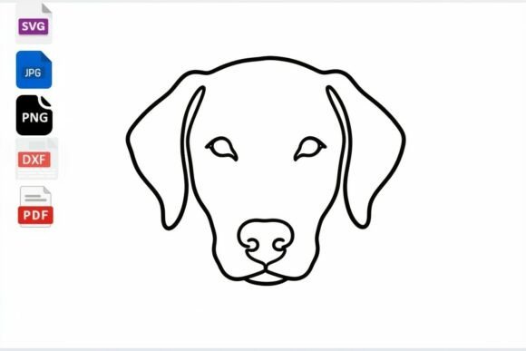 Line Art Dog Face SVG