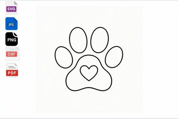 Paw Print Heart SVG Cut File for Dogs and Cats