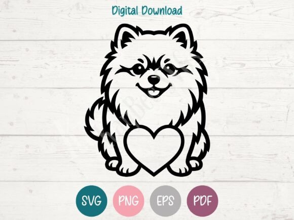 Pomeranian Dog with Heart SVG PNG EPS Review