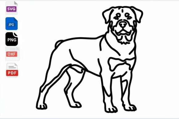 Rottweiler Dog Line Art SVG Cut File Review