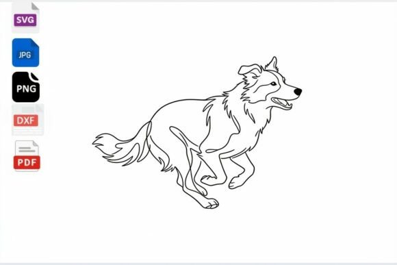 Running Border Collie Dog Line Art SVG Review