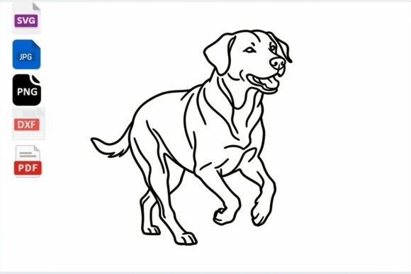 Running Labrador Dog Line Art SVG Review