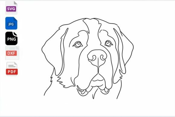 Saint Bernard Dog Line Art SVG Review