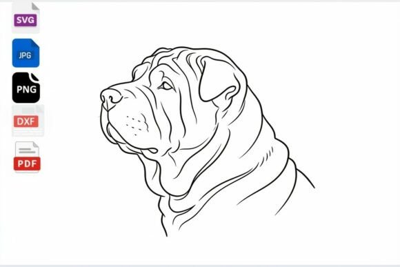 Shar Pei Dog Line Art SVG PNG DXF Review