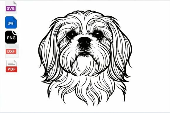 Shih Tzu Dog Face Line Art SVG Review